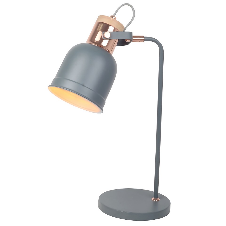 Barham Table Lamp - Matt Grey and Copper