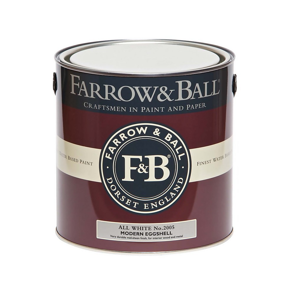 Farrow & Ball Modern Eggshell Paint All White No.2005 - 2.5L