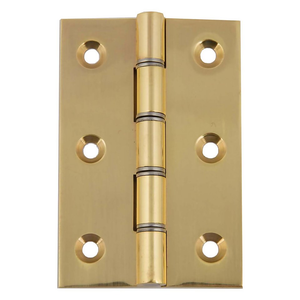 Hafele Brass Butt Hinge - Double Steel Washered - Polished Brass - 75 x 50mm - 2 Pack
