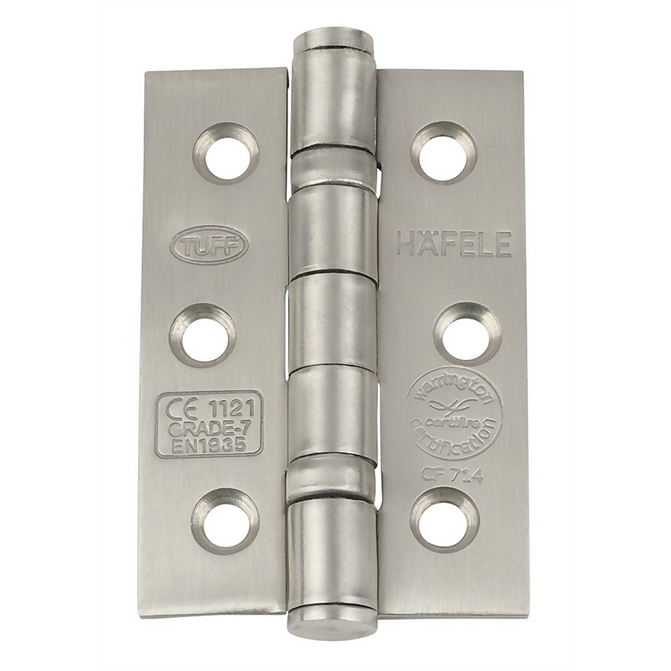 Hafele Grade 7 Butt Hinge - Satin Stainless Steel - 76 x 51mm - 2 Pack