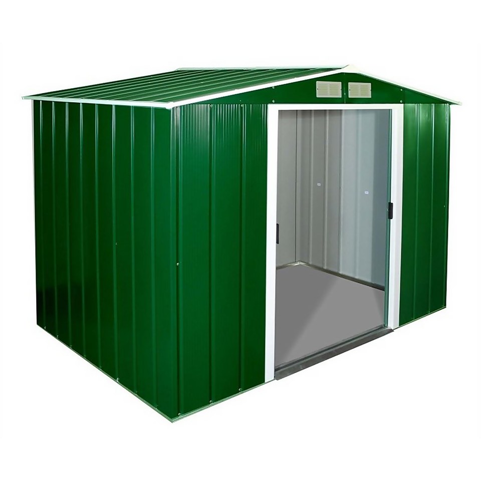 Sapphire 8x6ft Apex Metal Shed - Green