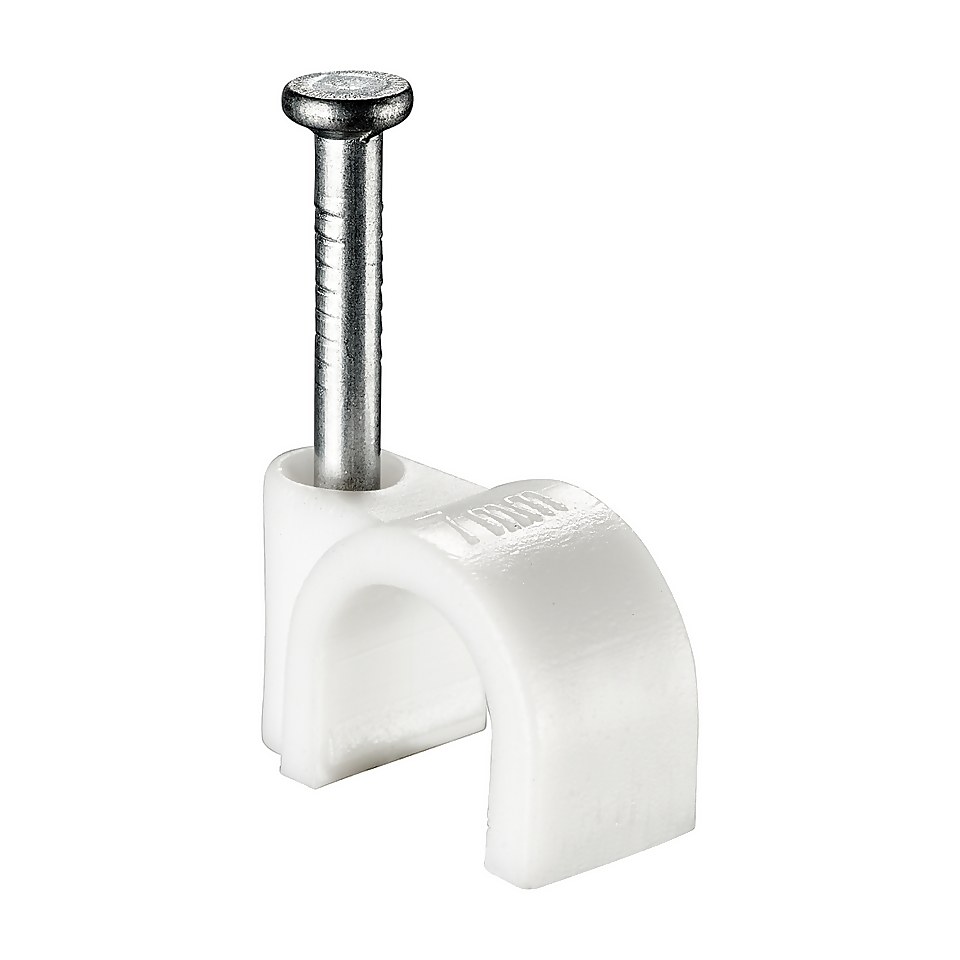 Masterplug Coaxial Cable Clips 7mm White 50 Pack Homebase