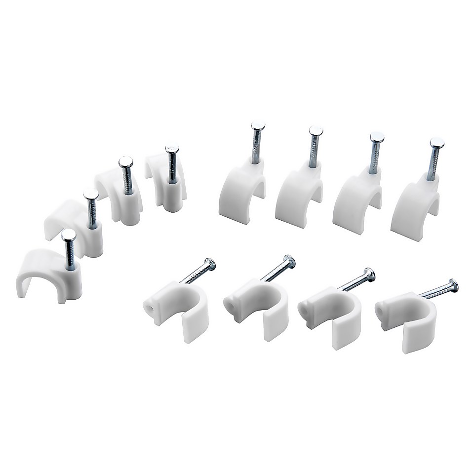 Masterplug Coaxial Cable Clips 7mm White 50 Pack