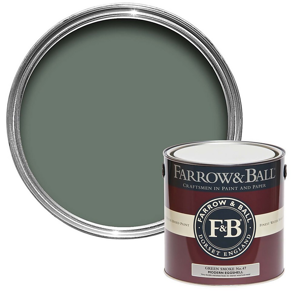 Farrow & Ball Modern Eggshell Paint Green Smoke No.47 - 2.5L