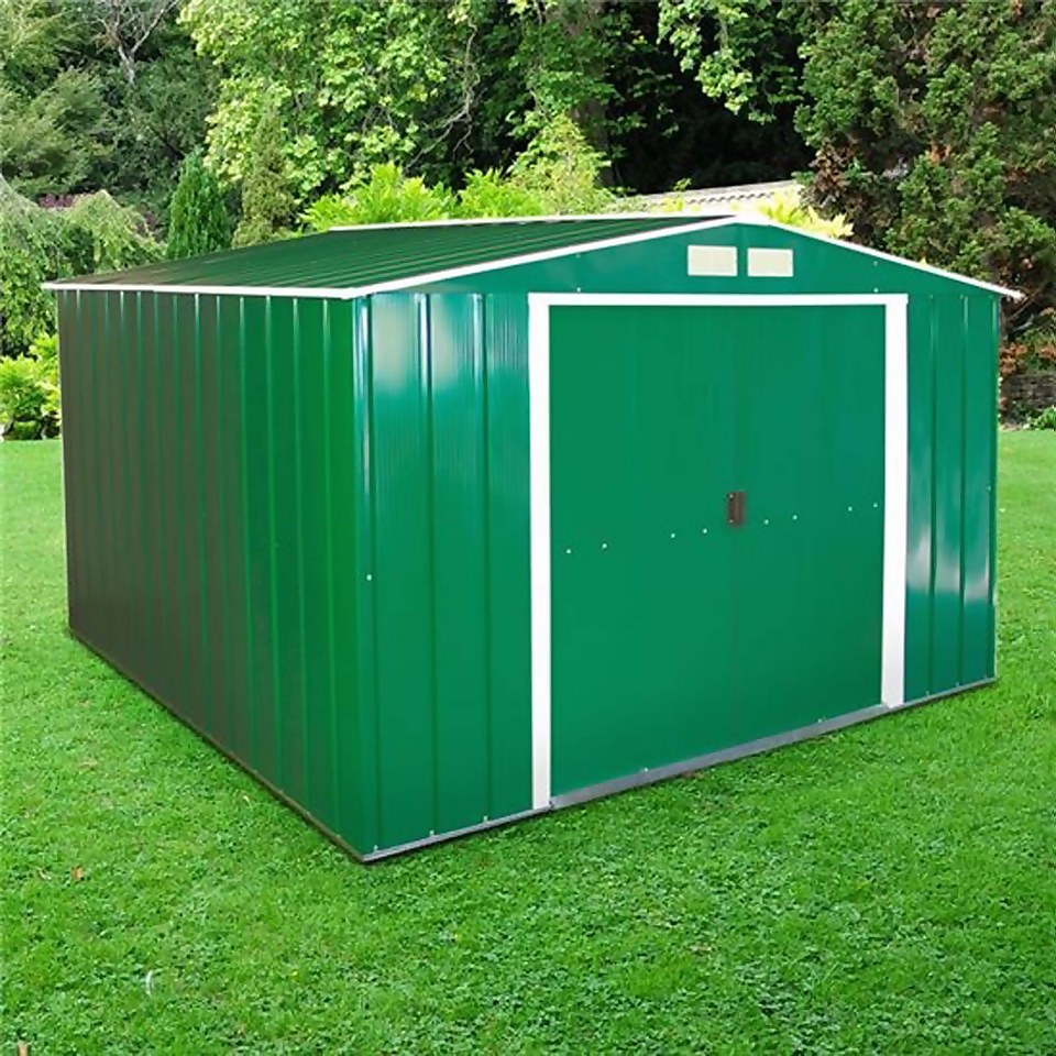 Sapphire 10x10ft Apex Metal Shed - Green