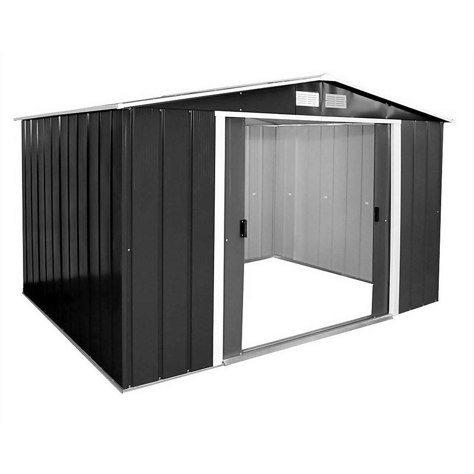 10x10ft Sapphire Apex Metal Shed Anthracite