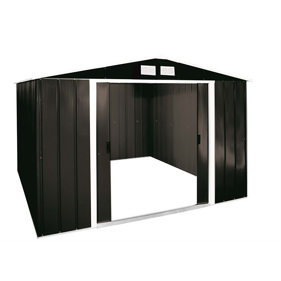 10x10ft Sapphire Apex Metal Shed Anthracite