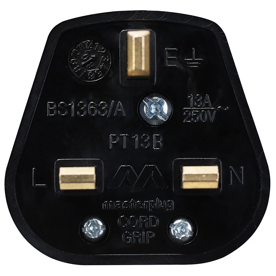 Masterplug 13A Rewirable Plug Socket Black