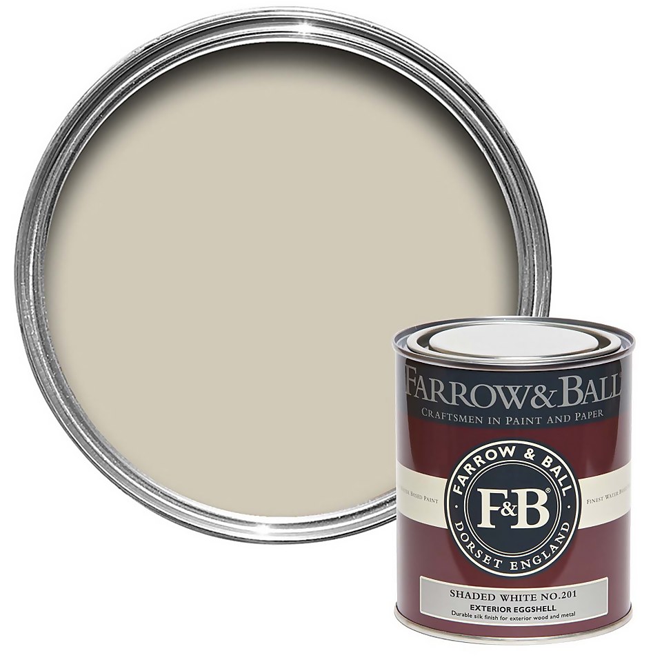 Farrow & Ball Exterior Eggshell Paint Shaded White No.201 - 750ml