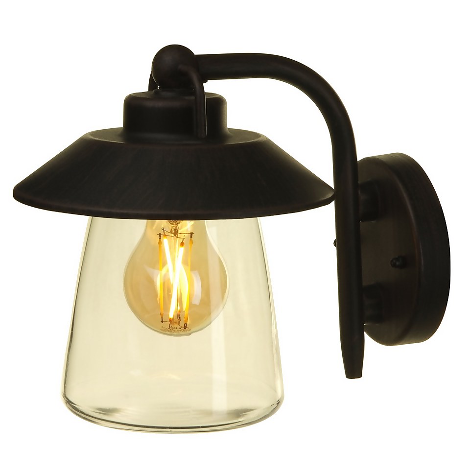 Lutec Cate E27 IP44 Outdoor Wall lantern - Black with rust effect