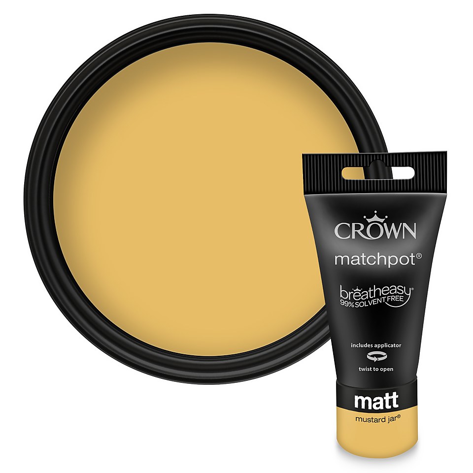 Crown Walls & Ceilings Matt Emulsion Paint Mustard Jar - Tester 40ml