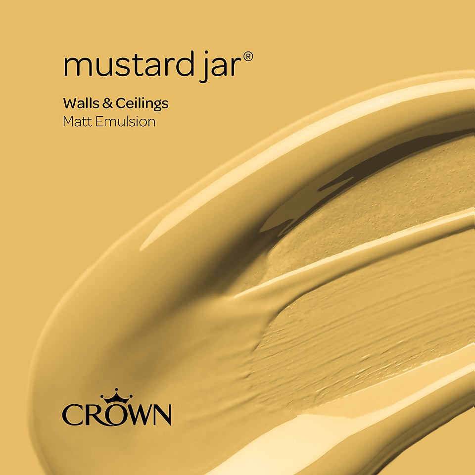 Crown Walls & Ceilings Matt Emulsion Paint Mustard Jar - 2.5L