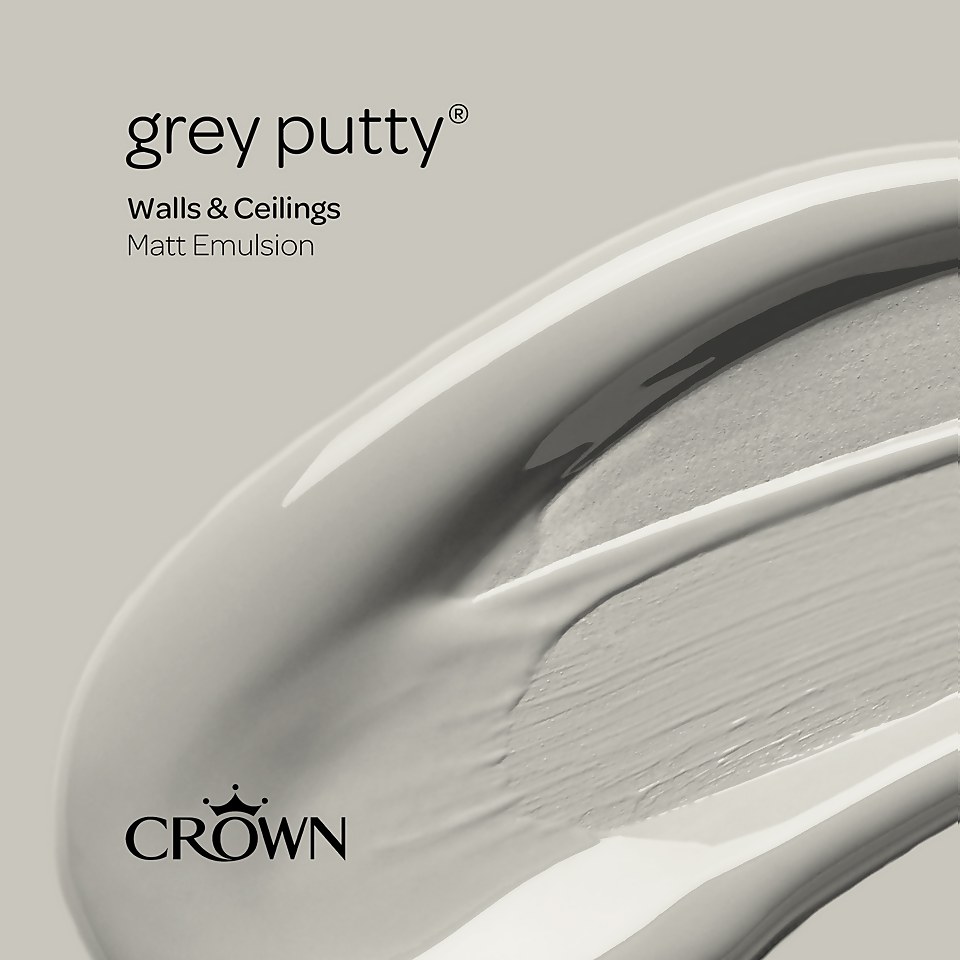 Crown Walls & Ceilings Matt Emulsion Paint Grey Putty - Tester 40ml