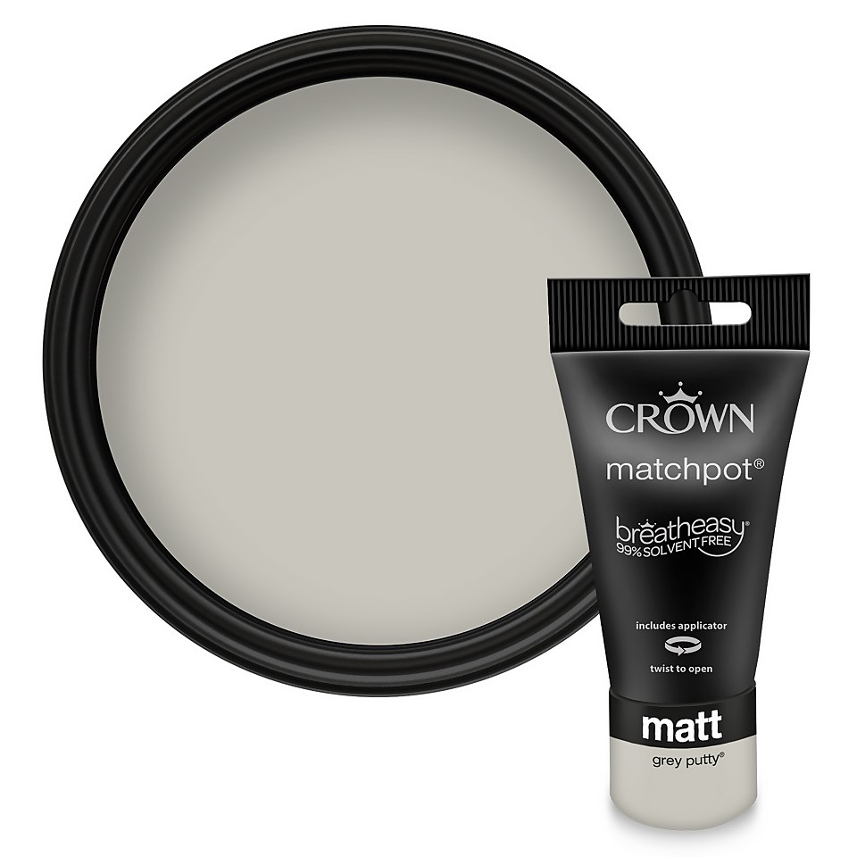 Crown Walls & Ceilings Matt Emulsion Paint Grey Putty - Tester 40ml