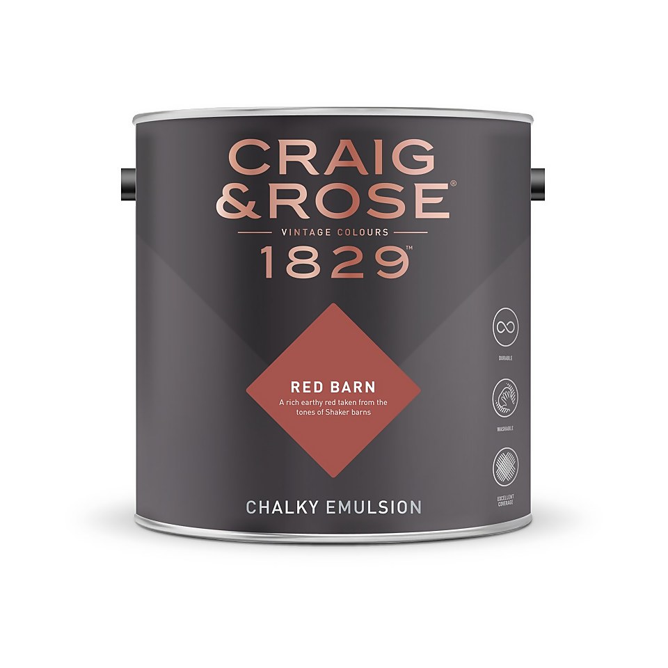 Craig & Rose 1829 Chalky Matt Emulsion Paint Red Barn - 2.5L