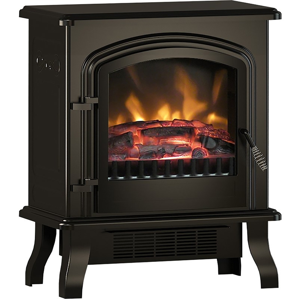 Be Modern Colman Freestanding Electric Stove with Realistic Glowing Log Bed - Black