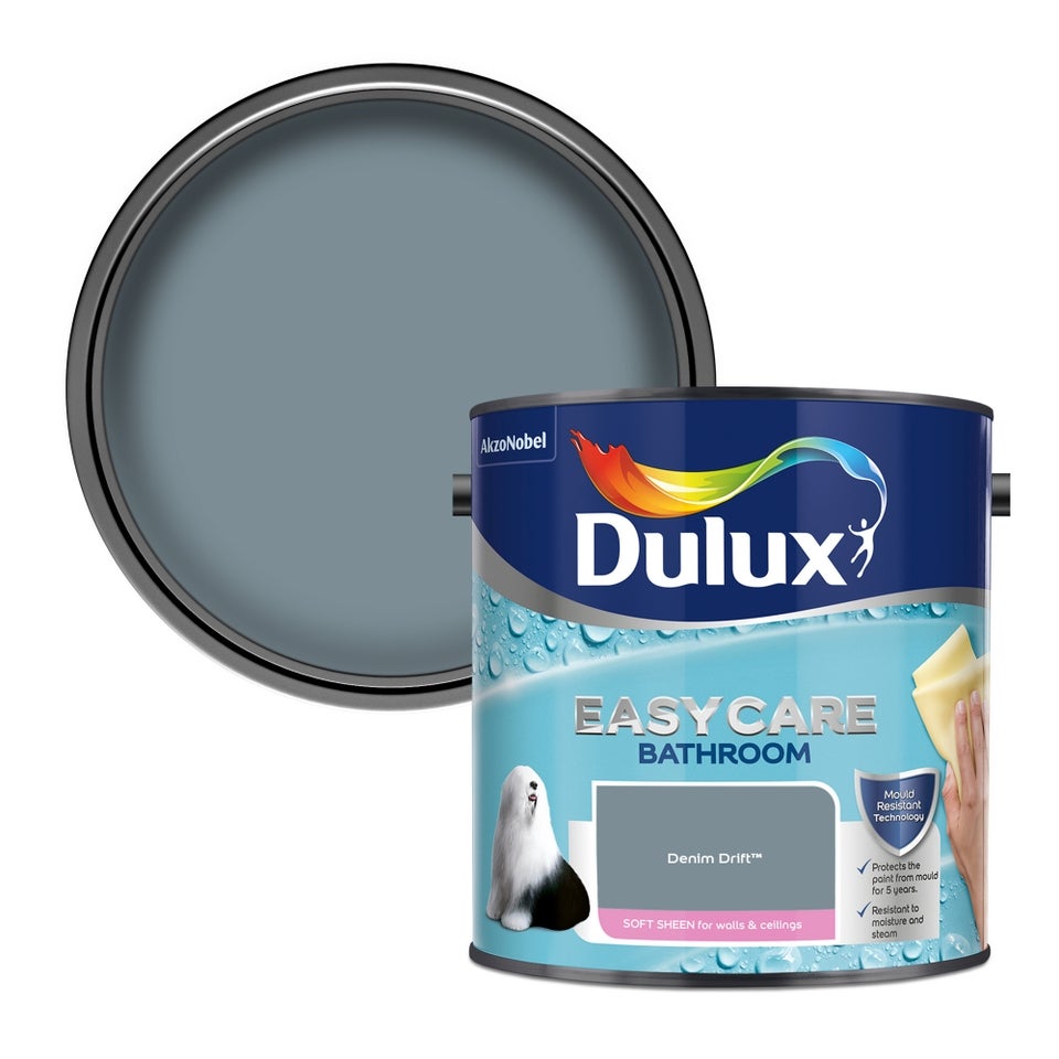 Dulux Easycare Bathroom Denim Drift Soft Sheen Paint - 2.5L | Homebase