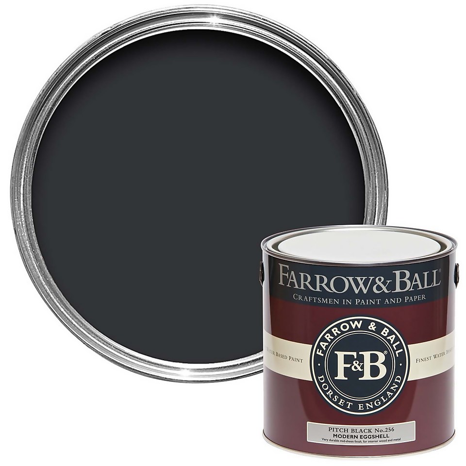 Farrow & Ball Modern Eggshell Paint Pitch Black No.256 - 2.5L
