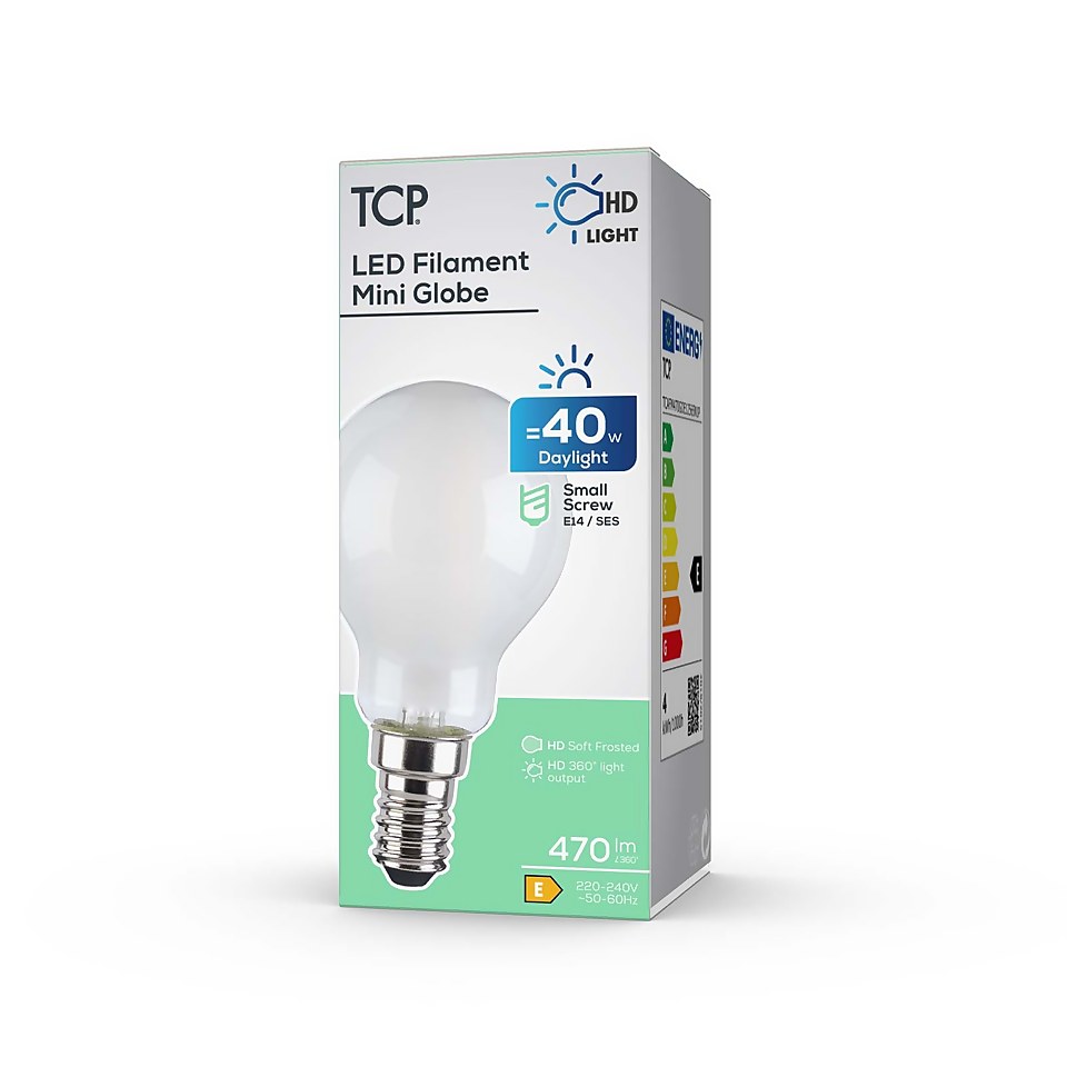 TCP LED Filament Mini Globe 4W E14 Light Bulb