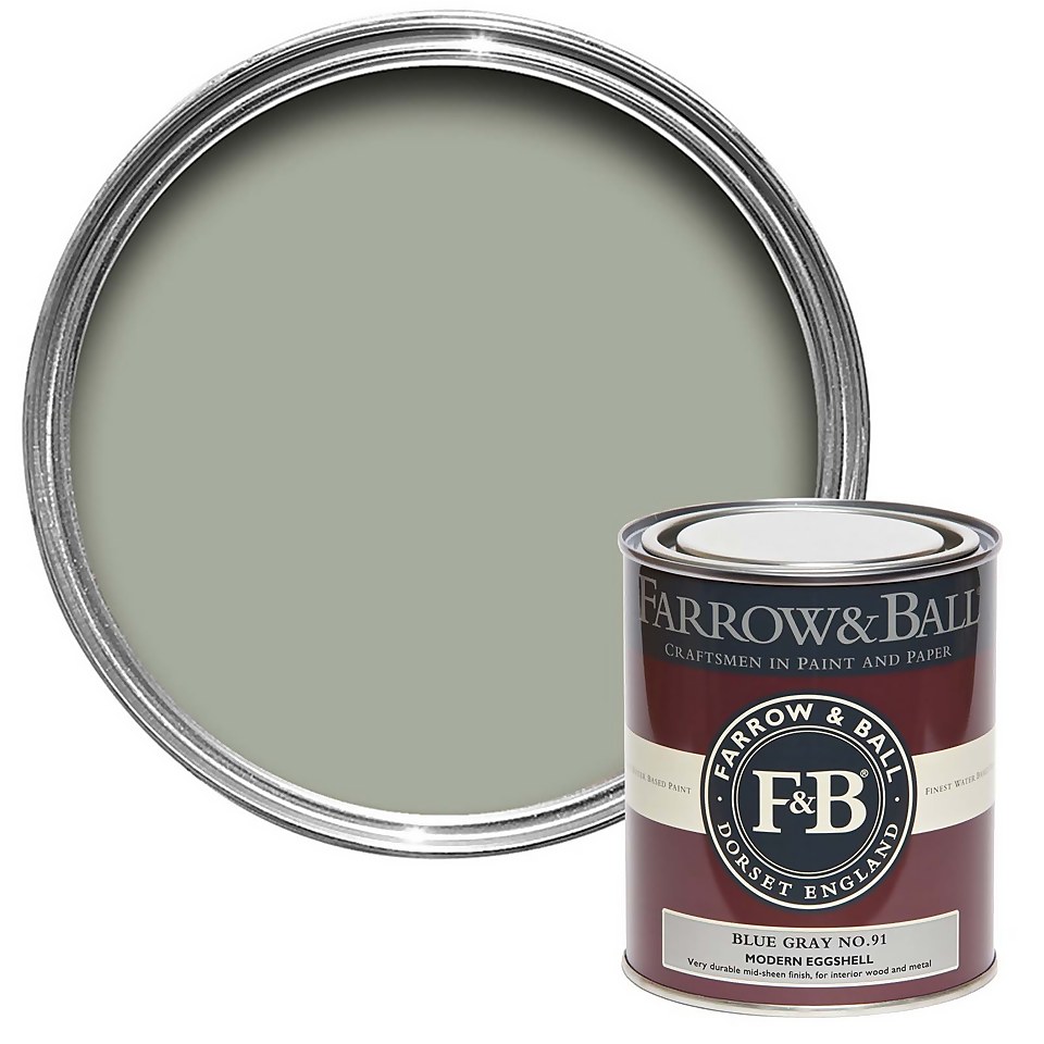 Farrow & Ball Modern Eggshell Paint Blue Gray No.91 - 750ml