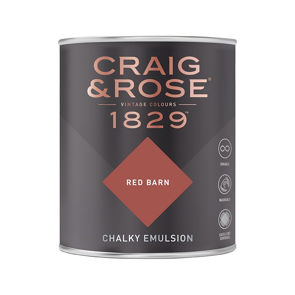 Craig & Rose 1829 Chalky Matt Emulsion Paint Red Barn - 750ml