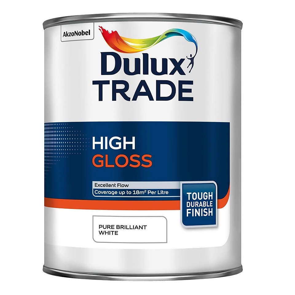 Dulux Trade Gloss Paint Pure Brilliant White - 1L