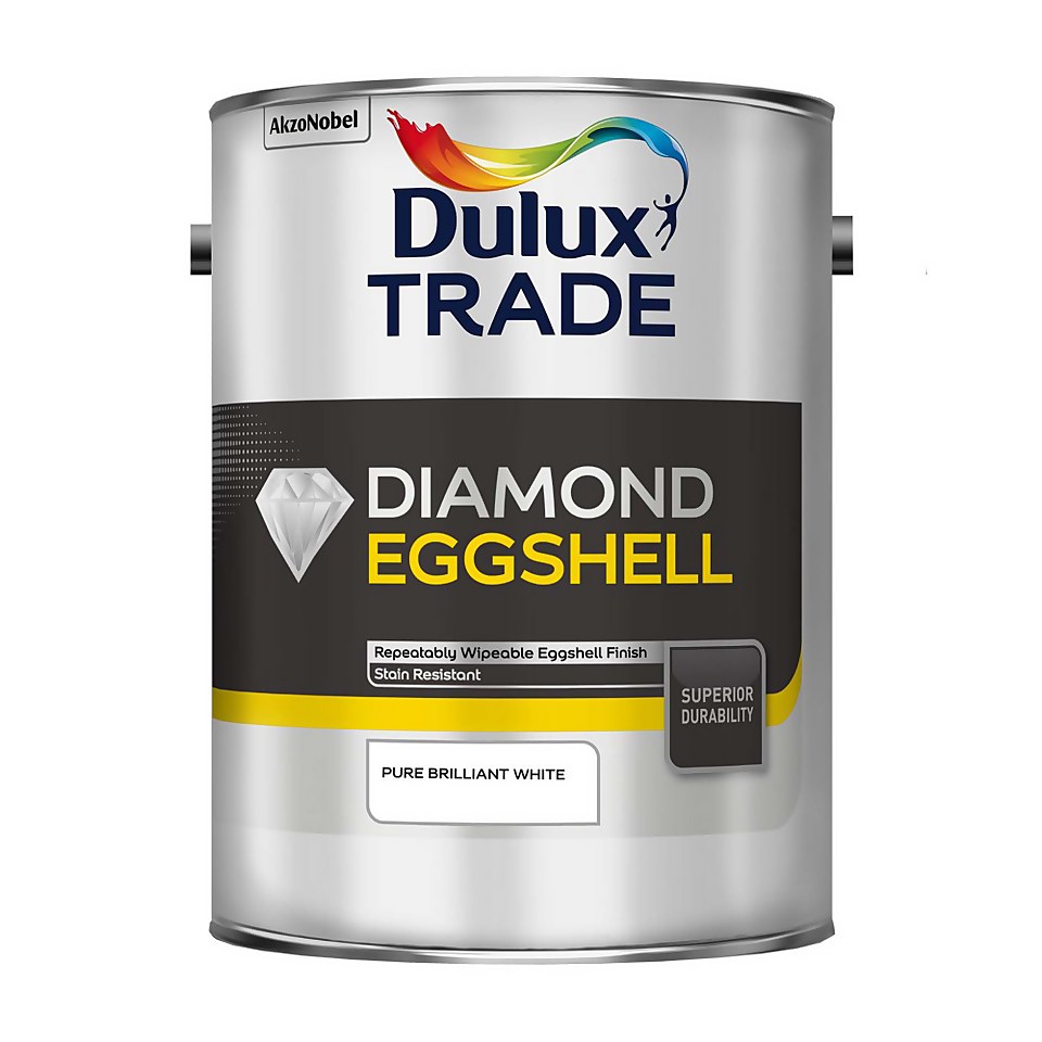 Dulux Trade Diamond Eggshell Pure Brilliant White Paint - 5L