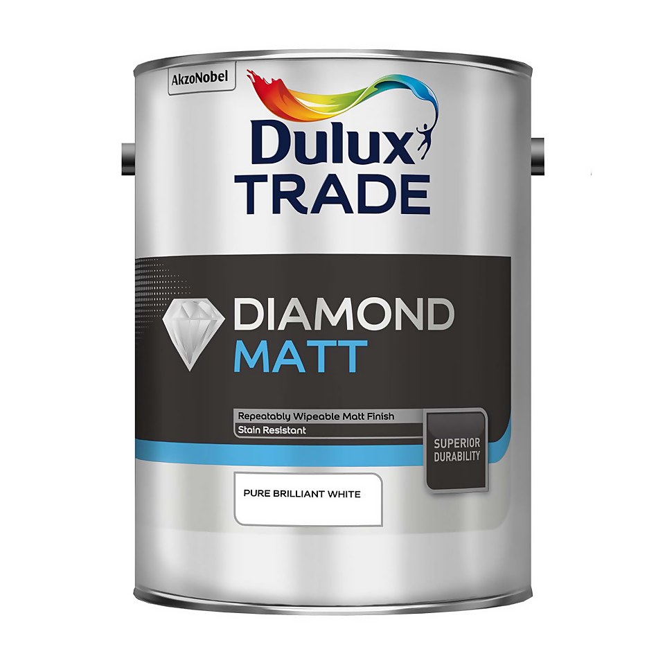 Dulux Trade Diamond Matt Emulsion Paint Pure Brilliant White - 5L