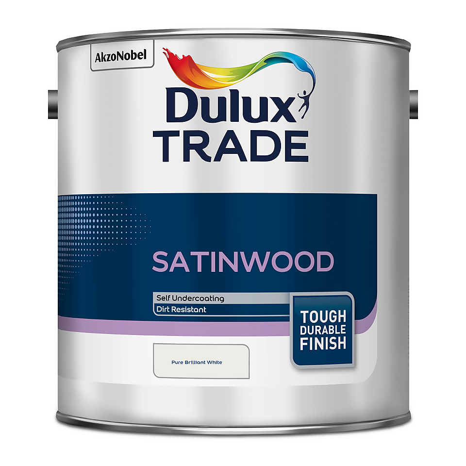 Dulux Trade Satinwood Paint Pure Brilliant White - 2.5L