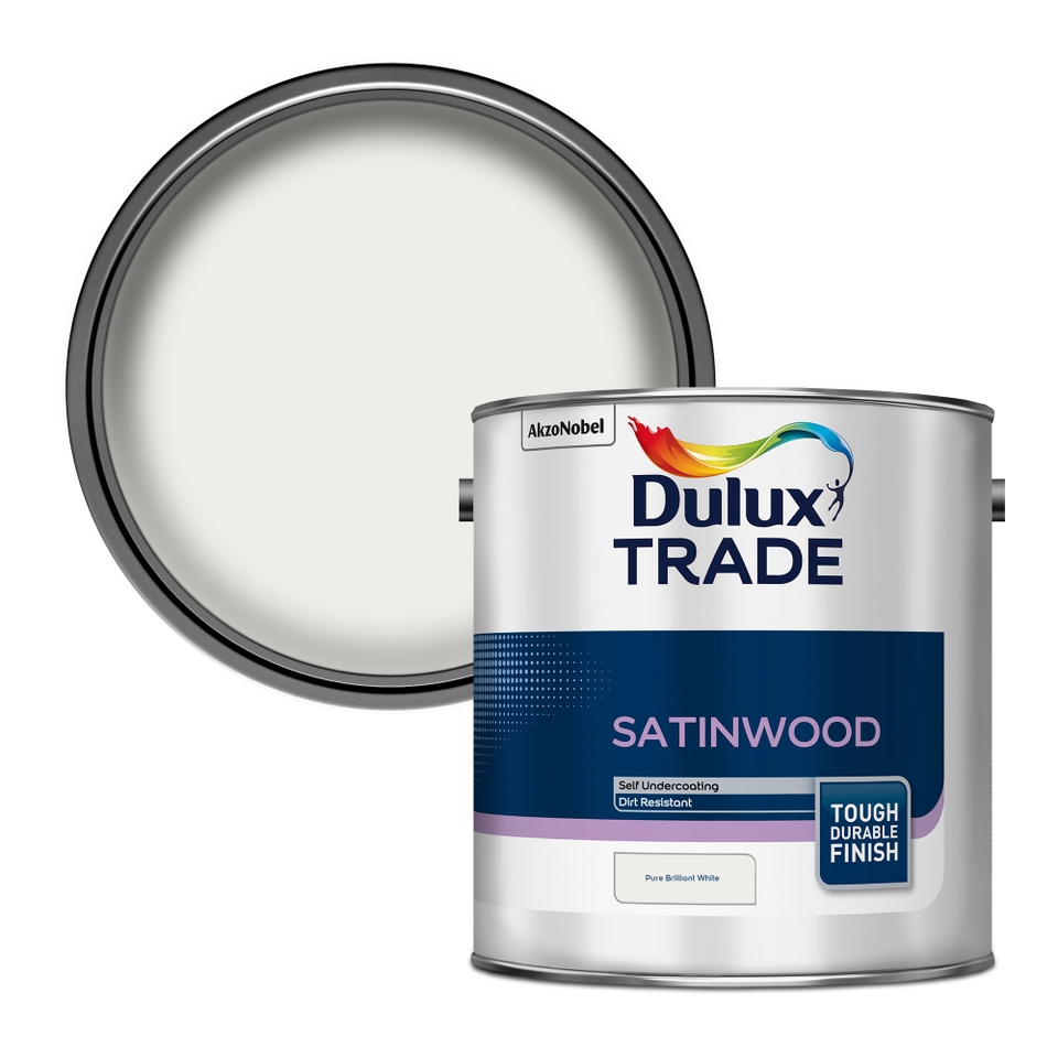 Dulux Trade Satinwood Paint Pure Brilliant White - 2.5L