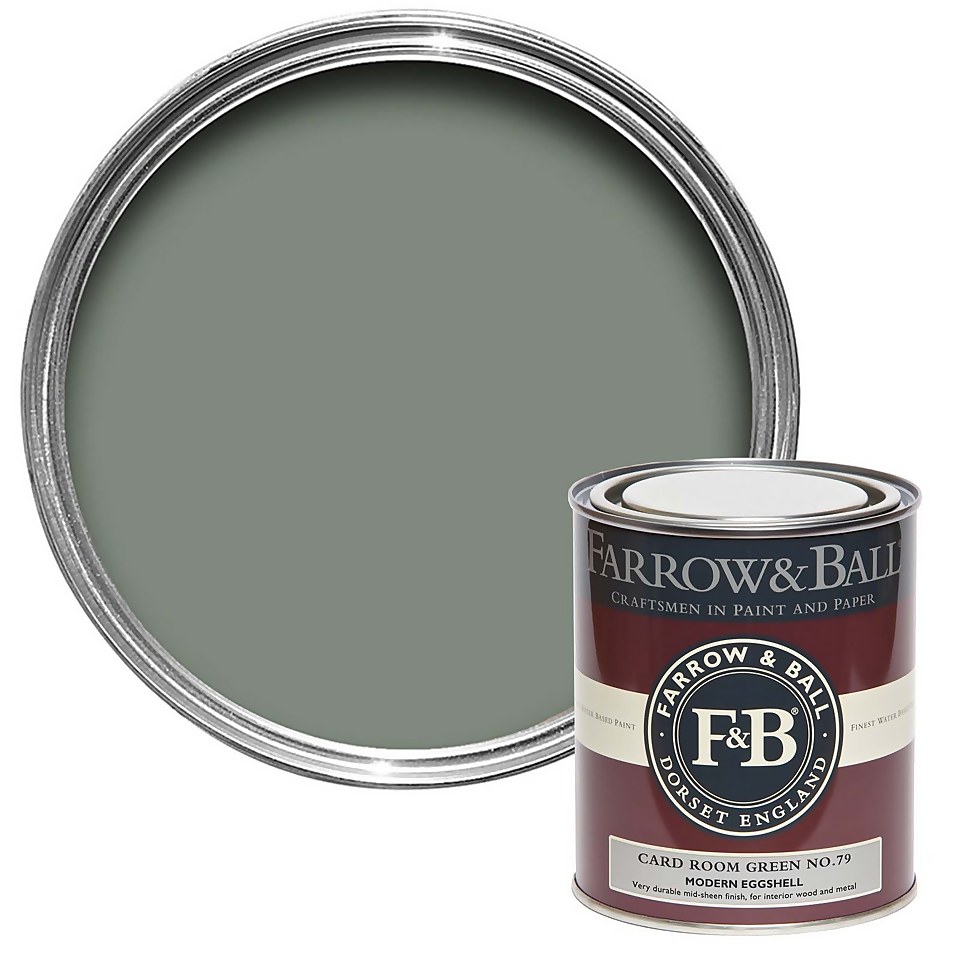 Farrow & Ball Modern Eggshell Paint Card Room Green No.79 - 750ml