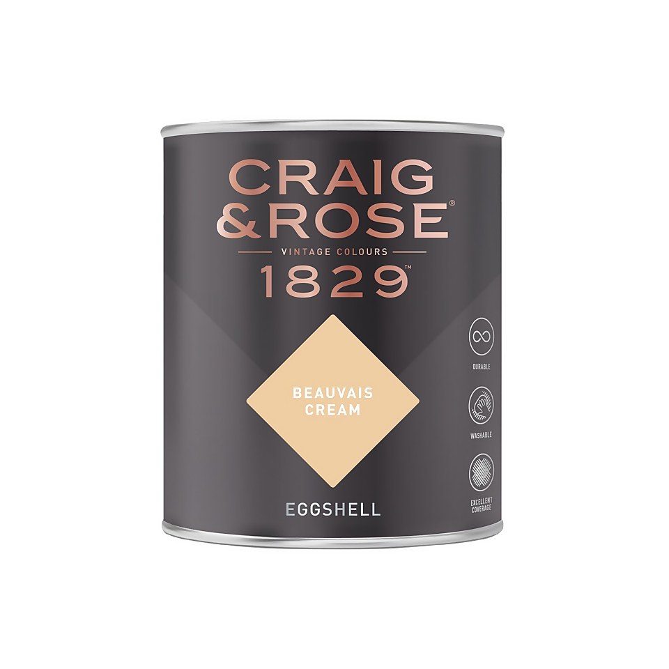 Craig & Rose 1829 Eggshell Paint Beauvais Cream - 750ml