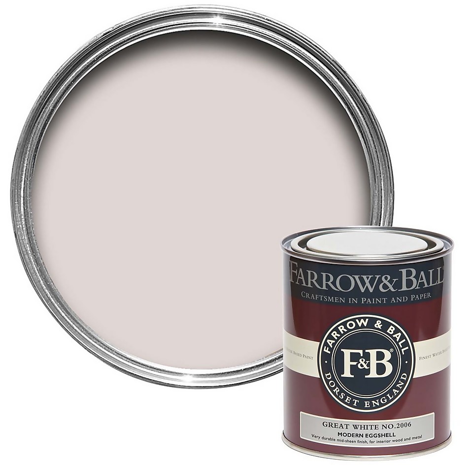 Farrow & Ball Modern Eggshell Paint Great White No.2006 -750ml