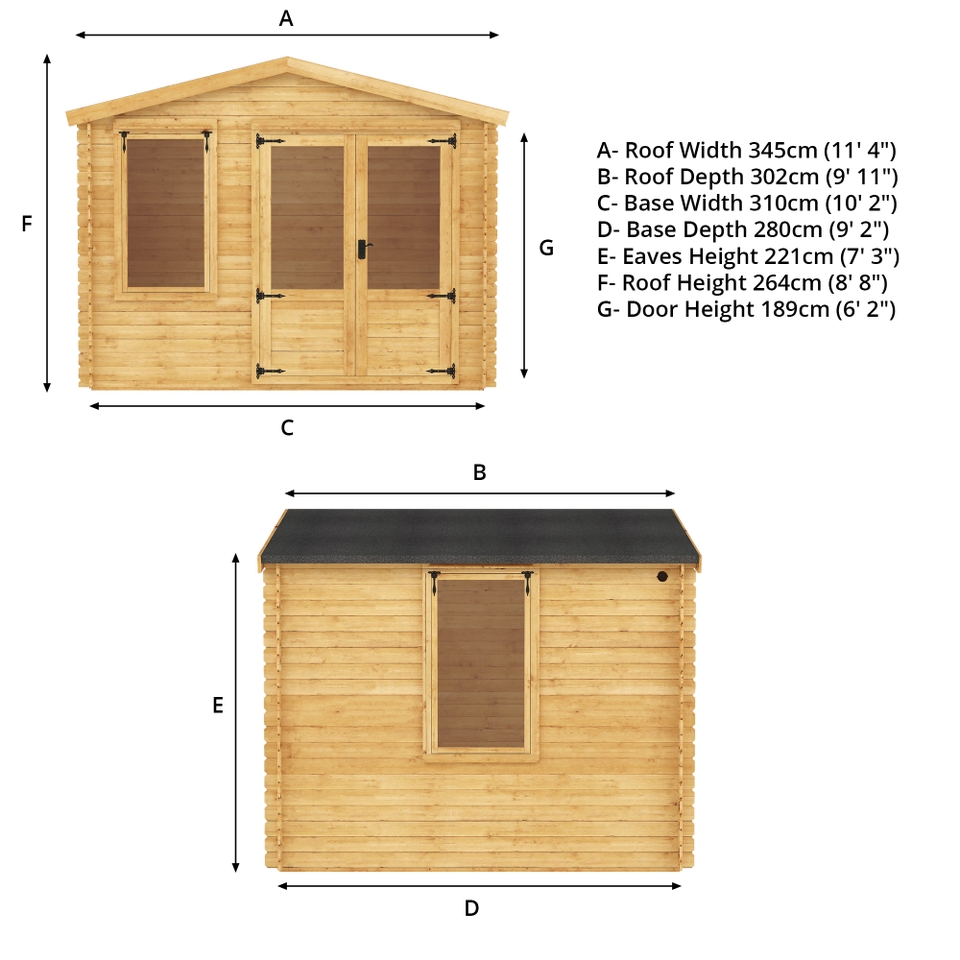 Mercia 3m x 3.3m Sherwood 19mm Log Cabin