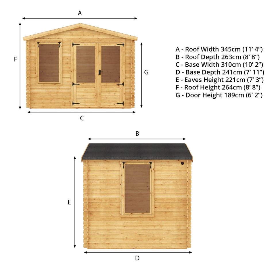 Mercia 2.6m x 3.3m Sherwood 19mm Log Cabin