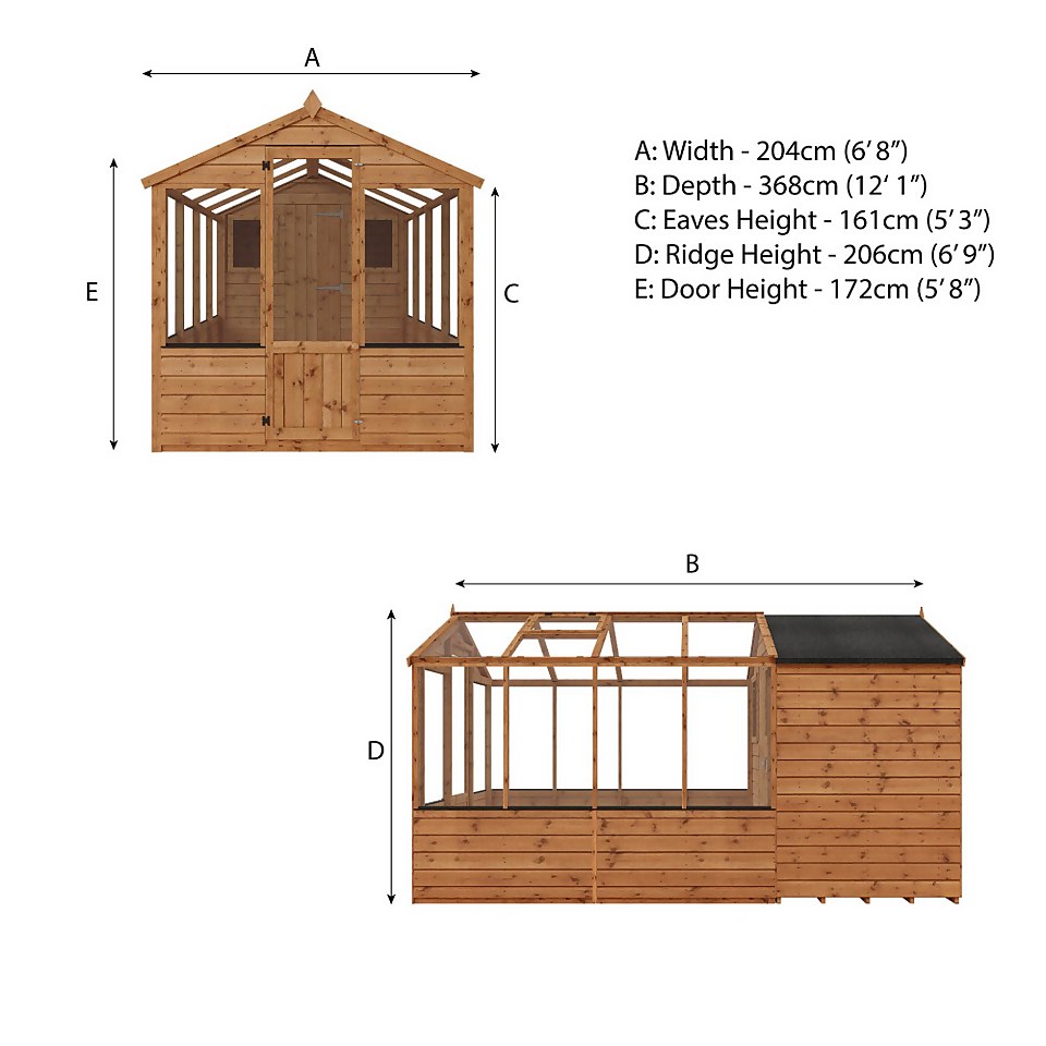 Mercia 12 x 6ft Traditional Apex Greenhouse Combi