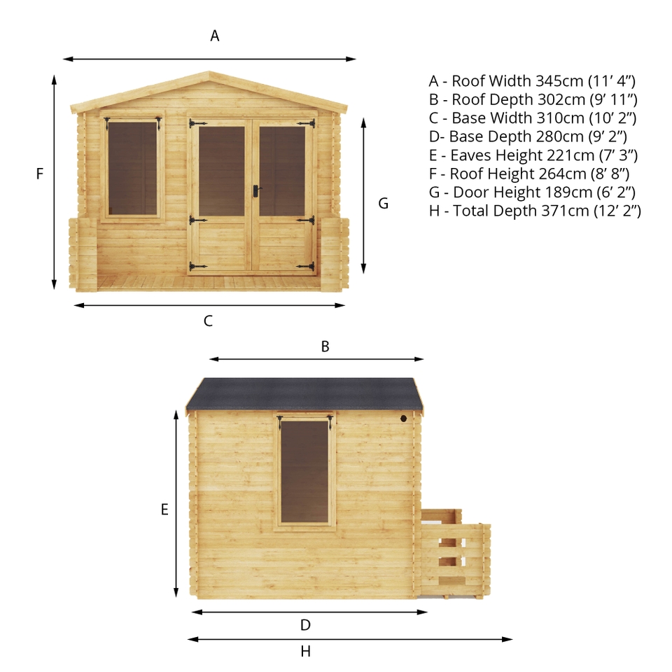 Mercia 3.3 x 3.7m Sherwood Log Cabin