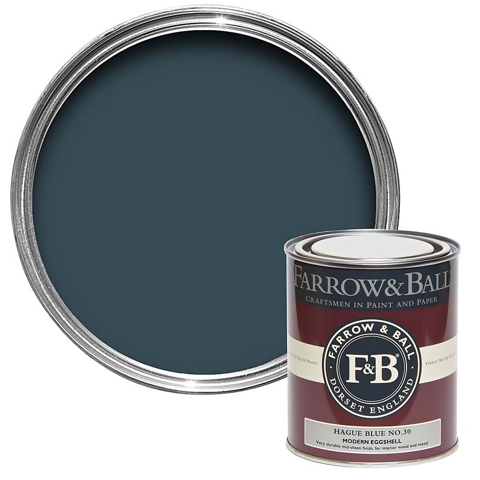 Farrow & Ball Modern Eggshell Paint Hague Blue No.30 - 750ml