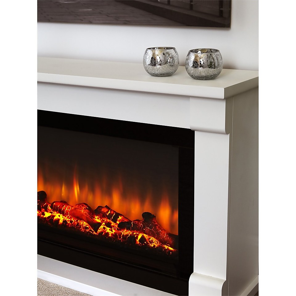 Suncrest Bradbury Electric Fire Suite with Flat to Wall Fitting - White