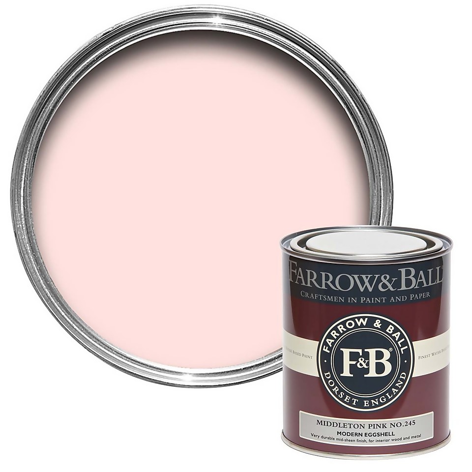 Farrow & Ball Modern Eggshell Paint Middleton Pink No.245 - 750ml