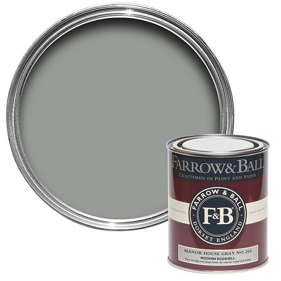 Farrow & Ball Modern Eggshell Paint Manor House Gray No.265 - 750ml