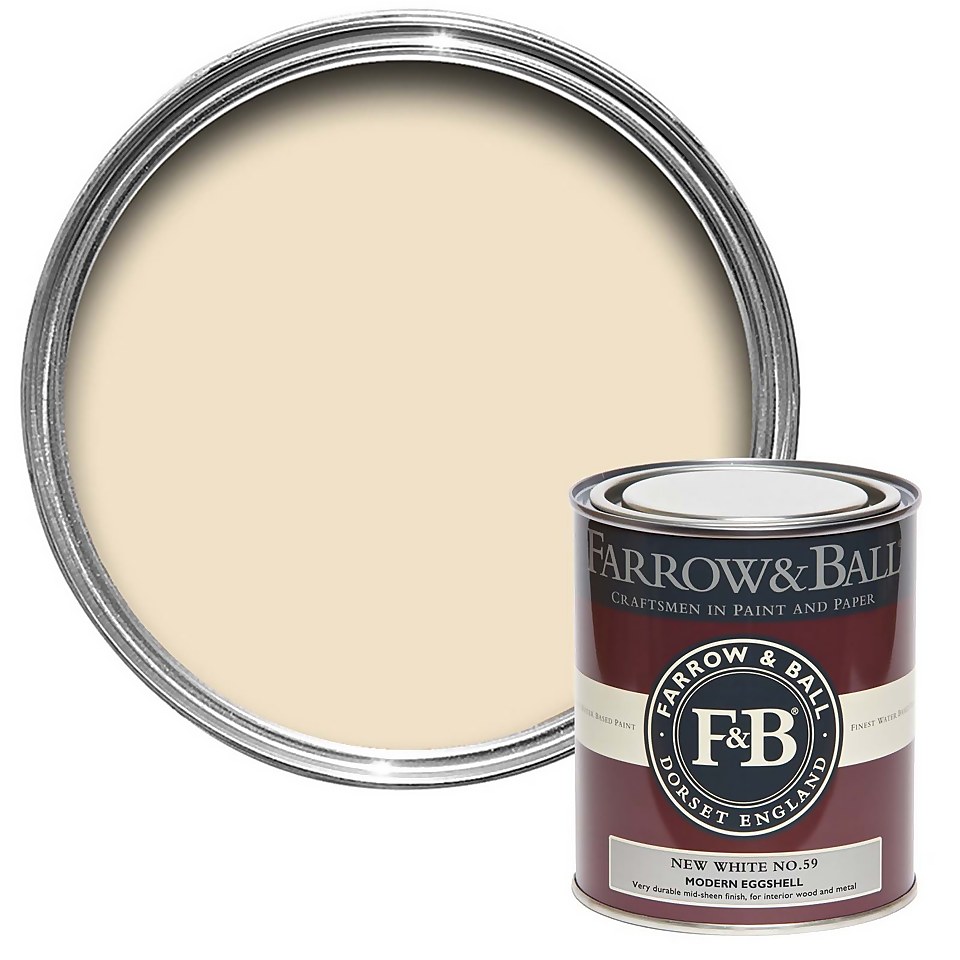 Farrow & Ball Modern Eggshell Paint New White No.59 - 750ml