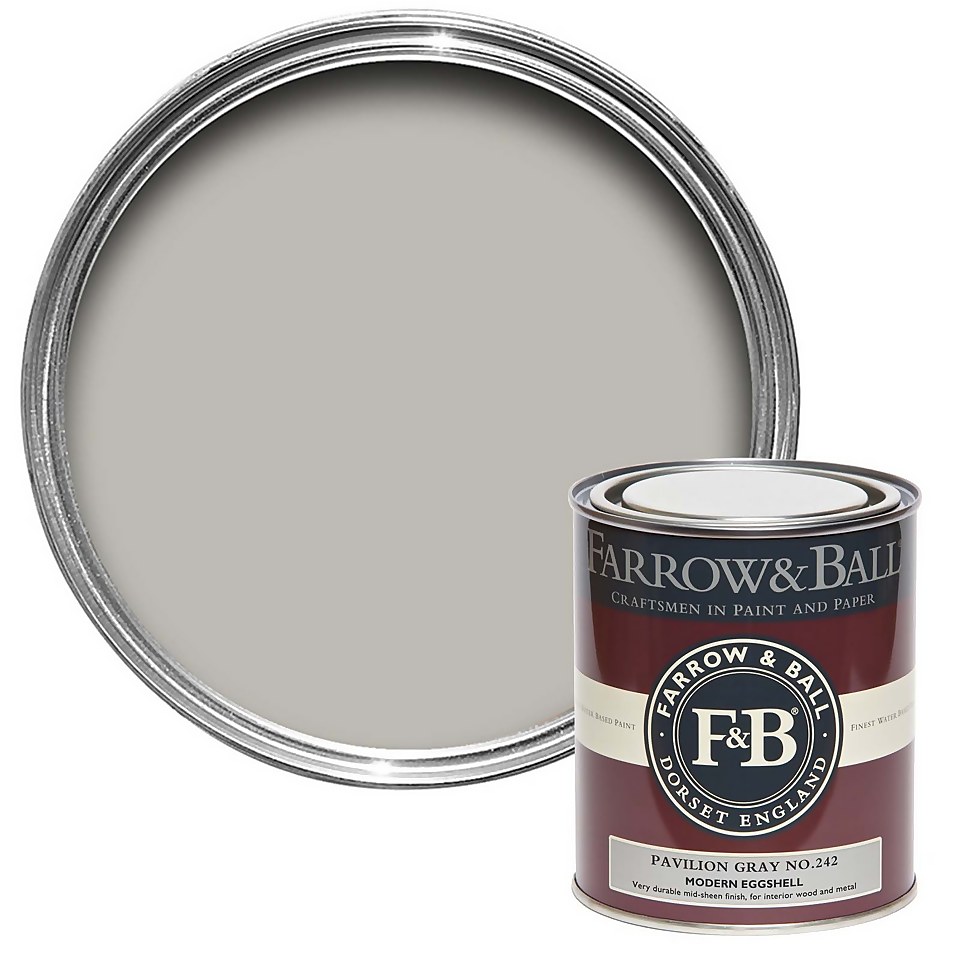 Farrow & Ball Modern Eggshell Paint Pavilion Gray No.242 - 750ml