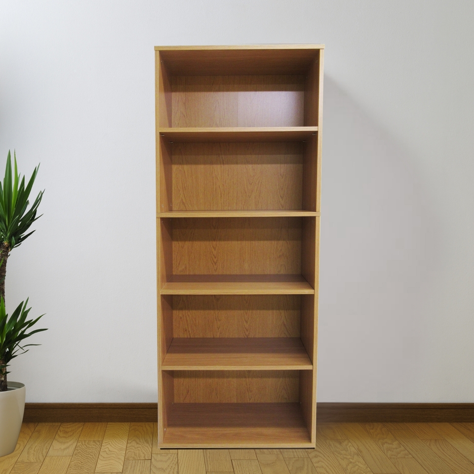 5 Tier Wooden Bookcase Oak Homebase