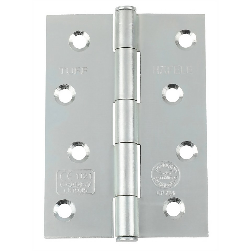 CE7 Button Tip Butt Hinge - Bright Zinc - 100 x 71mm - 2 Pack