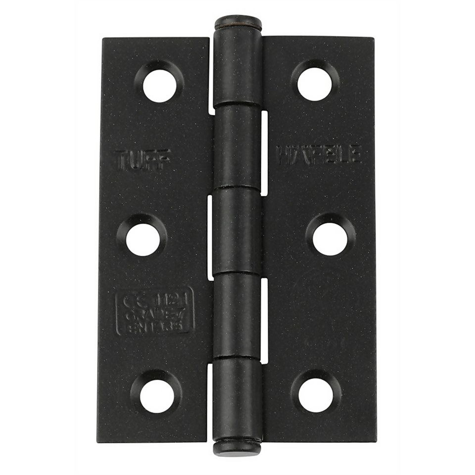 CE7 Button Tip Butt Hinge - Black Epoxy - 75 x 49mm - 2 Pack
