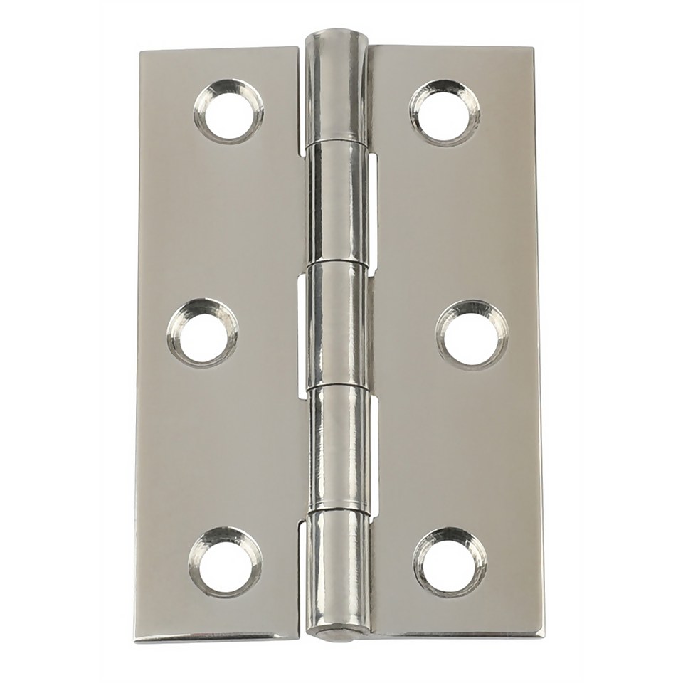 Plain Bearing Butt Hinge - Polished Stainless Steel - 75 x 49mm -2 Pack