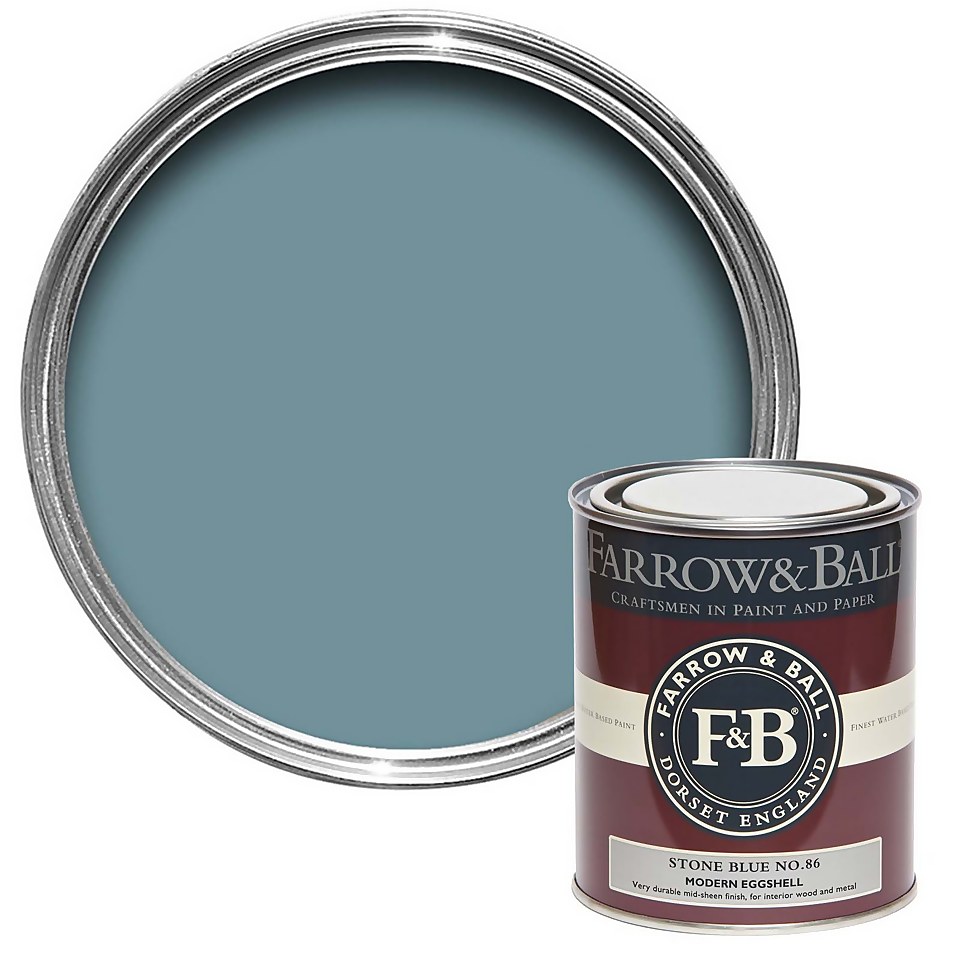 Farrow & Ball Modern Eggshell Paint Stone Blue No.86 - 750ml