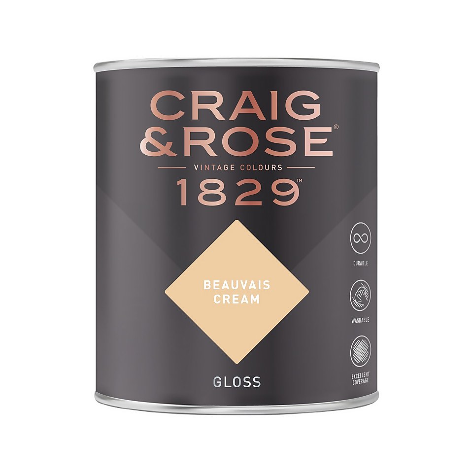 Craig & Rose 1829 Gloss Paint Beauvais Cream - 750ml