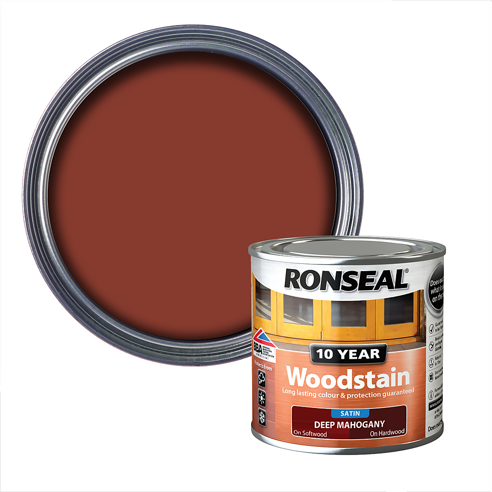 Ronseal 10 Year Woodstain Deep Mahogany Stain - 250ml